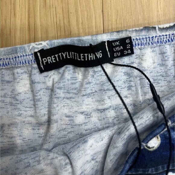 PrettyLittleThing NWT Midi Skirt Blue Print Size 6 - Picture 4 of 5